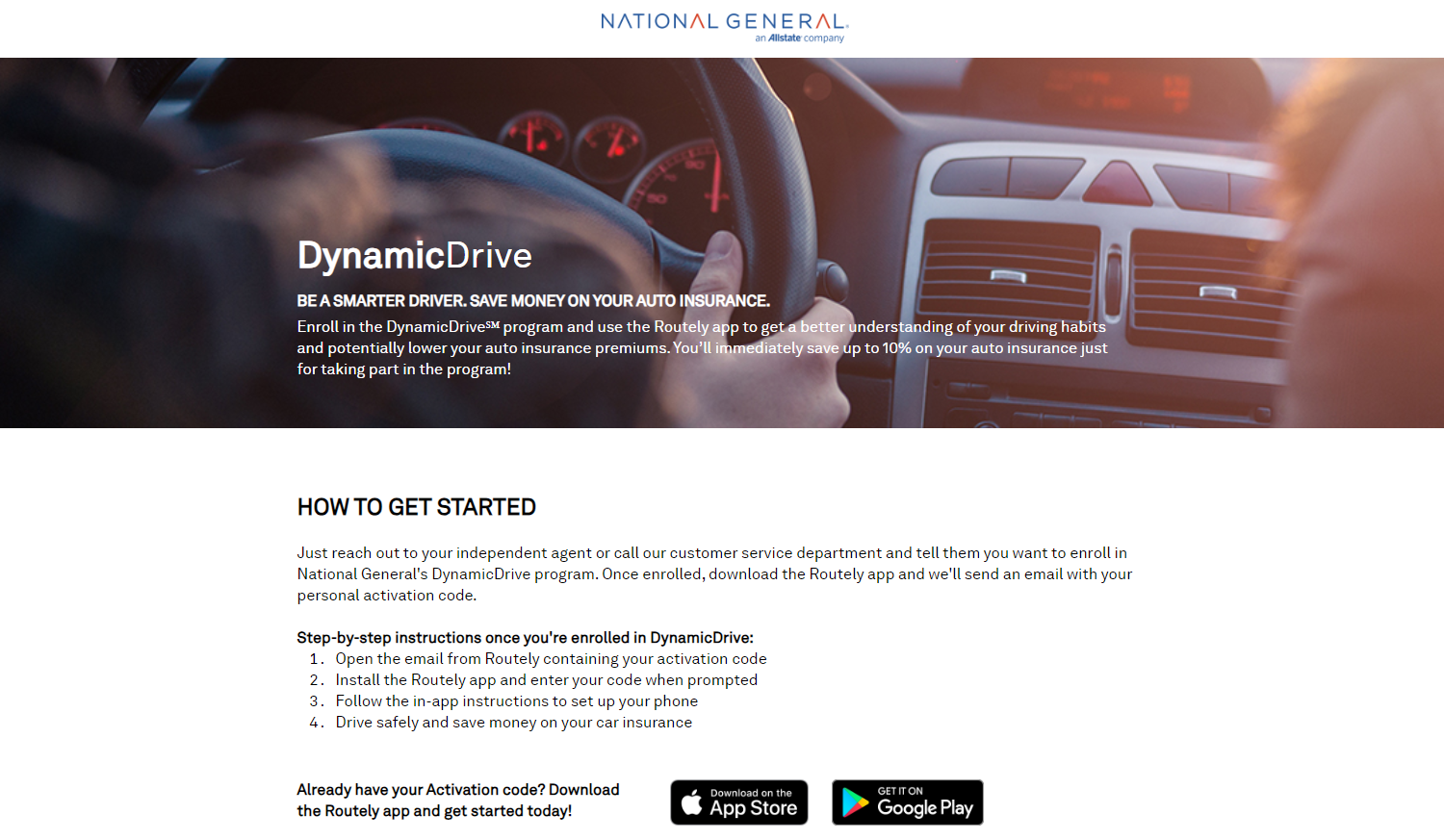 Does National General offer discounts for safe driving?: National General DynamicDrive Site Screenshot